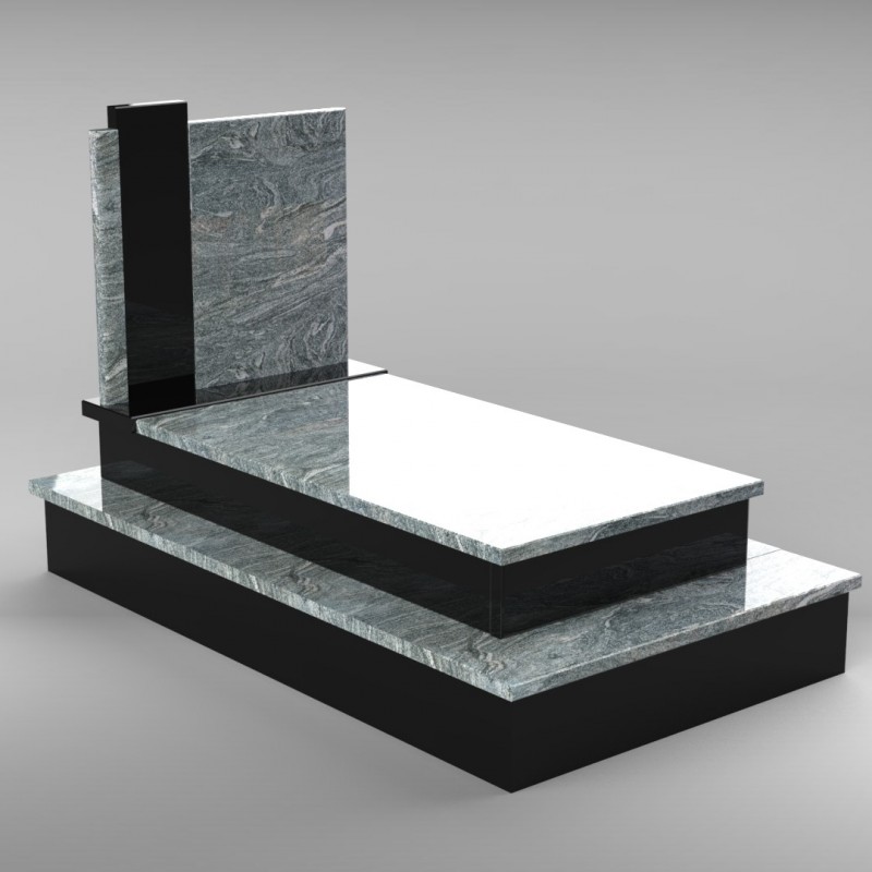 Grobowiec ze słupekem z granitu VERDE MARINA/JET BLACK